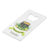 幸運なポットの金ゴールド クレジットカード栓抜き (正面アングル)