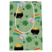 幸運なポットの金ゴールド ミディアムペーパーバッグ (正面)