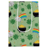 幸運なポットの金ゴールド ミディアムペーパーバッグ (裏面)