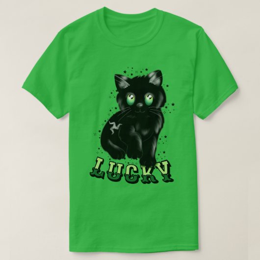 幸運なマネックス猫 Tシャツ (デザイン正面)
