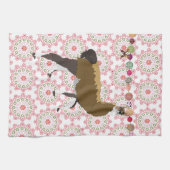 幸運なラマ及び蝶ピンクの華美な台所タオル キッチンタオル (横)