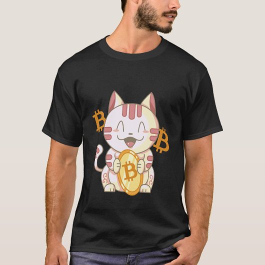 幸運な中国のビットコインの猫 Tシャツ (正面)