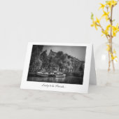 幸運な友人がある平和な運河場面- カード (黄色い花)