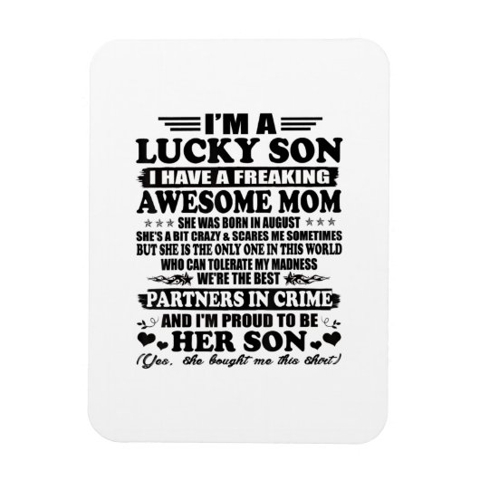 幸運な息子に母が生まれ素晴らしる マグネット (縦)