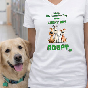 幸運な日+保護犬+かわいい聖パトリックの日 Tシャツ