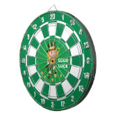 幸運な格言と金ゴールド紙吹雪オンエメラルドグリーン ダーツボード (正面右)