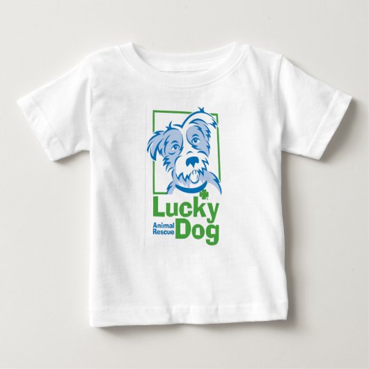 幸運な犬のベビーのTシャツ ベビーTシャツ (正面)