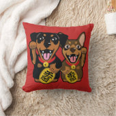 幸運な犬-最低Pinの芸術のイラストレーションの装飾用クッション クッション (ブランケット)