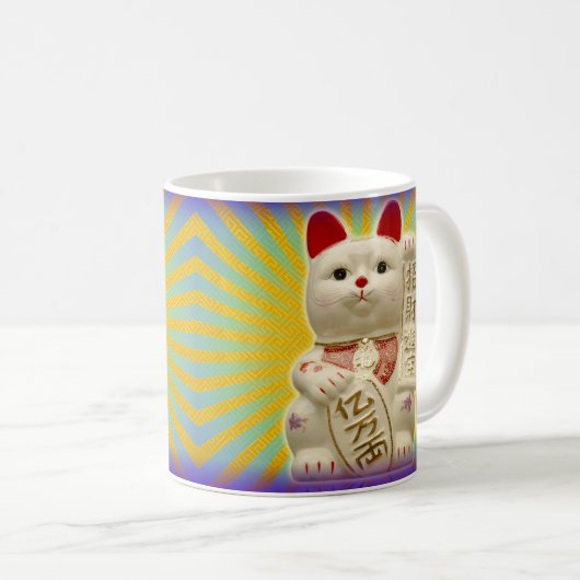 幸運な猫の日本のな幸運振る猫 コーヒーマグカップ (正面右)