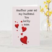 幸運な男の夫の愛の記念日バレンタインデー カード (黄色い花)