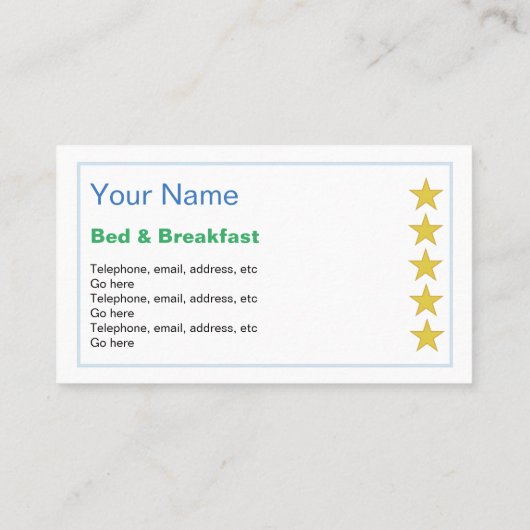 "幸運な発見" B&Bの名刺 名刺 (裏面)