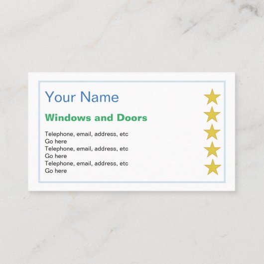 "幸運な発見" Windowsおよびドアの名刺 名刺 (裏面)