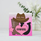 幸運な蹄鉄の女性のカーボーイの誕生日の招待状 招待状 (スタンド正面)