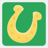 幸運な金の馬蹄形 スクエアシール (正面)