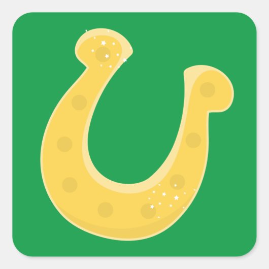 幸運な金の馬蹄形 スクエアシール (正面)