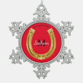 幸運な金ゴールド スノーフレークピューターオーナメント (正面)