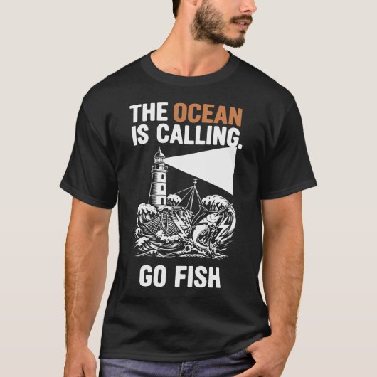 幸運な釣り人 漁師 おもしろ 釣り Tシャツ (正面)