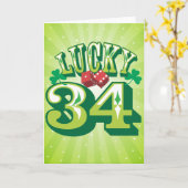 幸運な34バースデー・カード カード (黄色い花)