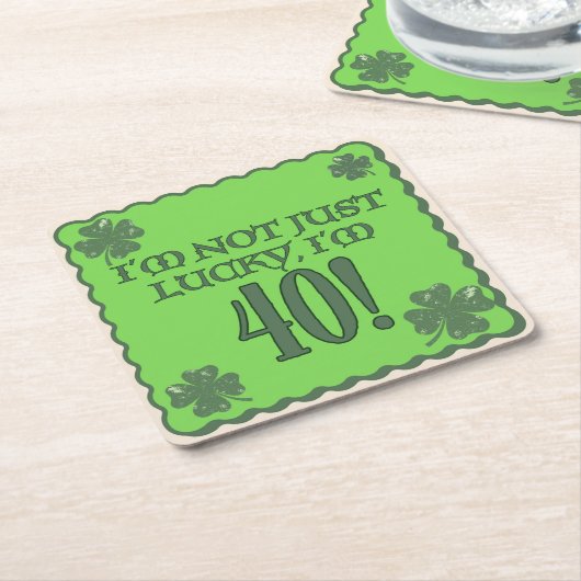 幸運な40th誕生日コースター スクエアペーパーコースター (アングル)