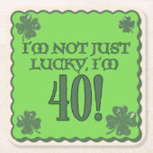 幸運な40th誕生日コースター スクエアペーパーコースター (正面)