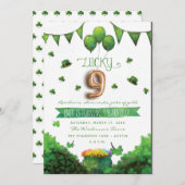 幸運な9匹のパトリックの日のバースデーパーティ招待状 招待状 (正面/裏面)