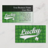 幸運な、緑または白4の葉のクローバー 名刺 (正面/裏面)