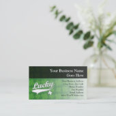 幸運な、緑または白4の葉のクローバー 名刺 (スタンド正面)