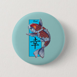 幸運なKohakuのコイの魚 缶バッジ