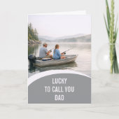 幸運にもお父さんでいてくれて Father's Day 釣り 湖 カード (正面)