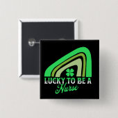 幸運にもナース | St Patrick's Dayナース 缶バッジ (正面&裏面)