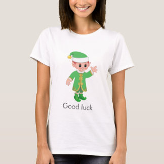 幸運のエルフとカリグラフィーが可愛い Tシャツ