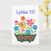 幸運のカード、ノルウェー語グリーティング – 花火力 カード (黄色い花)