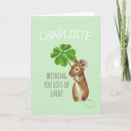 幸運のカード、甘いネズミと4つの葉のクローバー カード