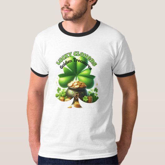 幸運のクローバーと黄金の宝 Tシャツ (正面)