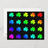 幸運のクローバーの葉 カラフルな虹の色 ポストカード (正面/裏面)
