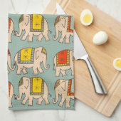 幸運のサーカス象かわいい象パターン キッチンタオル (四つ折り)