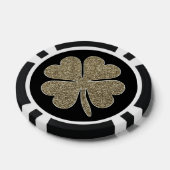 幸運のシンボル4つの葉クローバーブラックと金ゴールド ポーカーチップ (シングル)