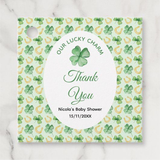 幸運のチャームSt Patrick'sベビーシャワー フェイバータグ (正面)