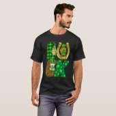 幸運のノーム 裸足の妖精 シャムロック 馬蹄 セントパトリック Tシャツ (正面フル)