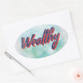 幸運のマントラ：幸せな健康と賢い裕福 楕円形シール (封筒)