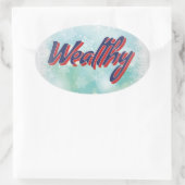 幸運のマントラ：幸せな健康と賢い裕福 楕円形シール (バッグ)