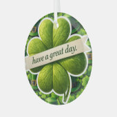 幸運の四つ葉のクローバー Saint Patrick's Day have a g ガラスオーナメント (正面左)