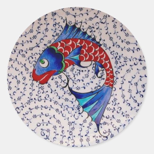 幸運の幸運のコイの魚の記号 ラウンドシール (正面)