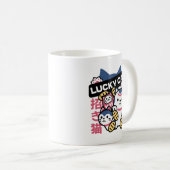 幸運の猫 まねきねこ - 日本の縁起物猫デザイン コーヒーマグカップ (正面右)