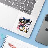 幸運の猫 まねきねこ - 日本の縁起猫 シール (ノートパソコンとiPhone)