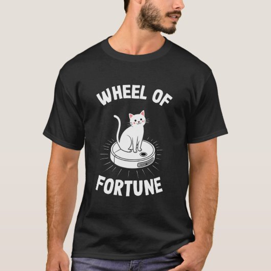 幸運の車輪のロボット掃除機 ふざけた猫 2 Tシャツ (正面)