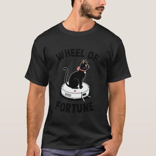 幸運の車輪のロボット掃除機 ふざけた猫 4 Tシャツ (正面)