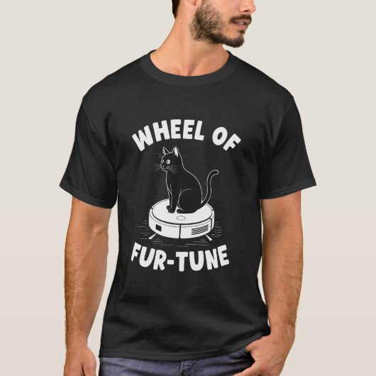 幸運の車輪のロボット掃除機 ふざけた猫 6 Tシャツ (正面)