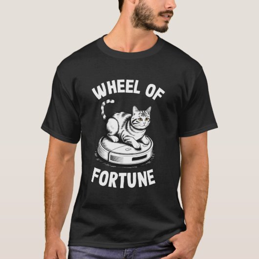 幸運の車輪のロボット掃除機 楽しい猫 1 Tシャツ (正面)