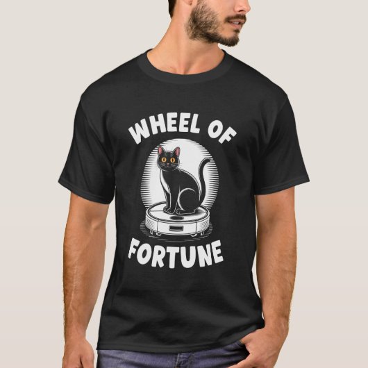 幸運の車輪のロボット掃除機 楽しい猫 2 Tシャツ (正面)